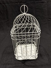 White Metal Bird Cage Wedding Shower Card Holder Home Decor 7x15 in