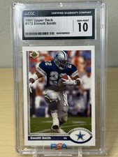 1991 Upper Deck -EMMITT SMITH- #172 - Dallas Cowboys - HOF - CGC 10 Gem mint