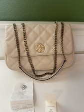 Tory Burch Willa Shoulder Bag Brie/cream Quilted Leather Convertible Chain Strap