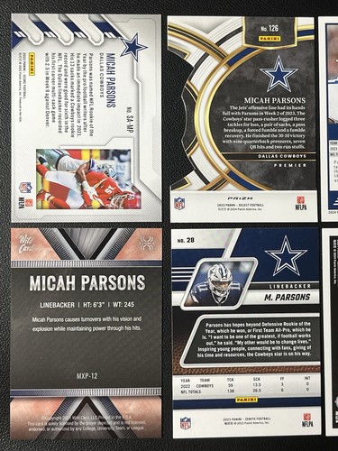Lote de 6 tarjetas de fútbol americano Micah Parsons Dallas Cowboys/Penn St troqueladas, insertadas y más - Imagen 5 de 6