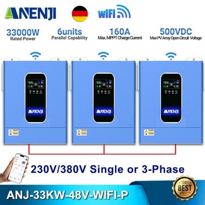 33KW 48V Hybrid On Off Grid Solar Inverter 2*MPPT 160A 500V Parallel 3Phase 400V