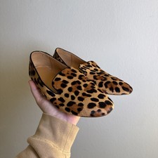 J.CREW Women's Leopard Print Flats 8.5 Calf Hair