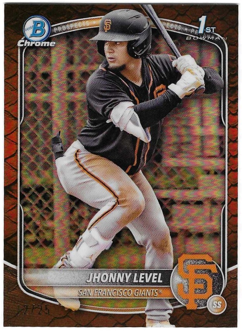 2025 Bowman - Chrome Prospects Jhonny Level #BCP-147 Orange Reptilian /25