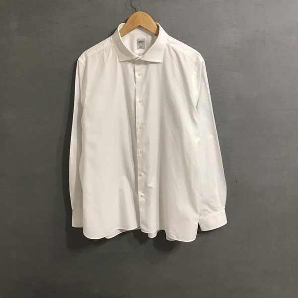 Men Boggi Milano Shirt White Cotton 46 / 3XL / 54