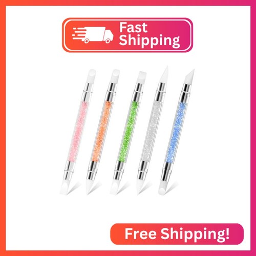 Abeillo 5PCS Nail Art Sculpture Pen, Dual Tipped Silicone Nail Tools, 3D Nail Sc