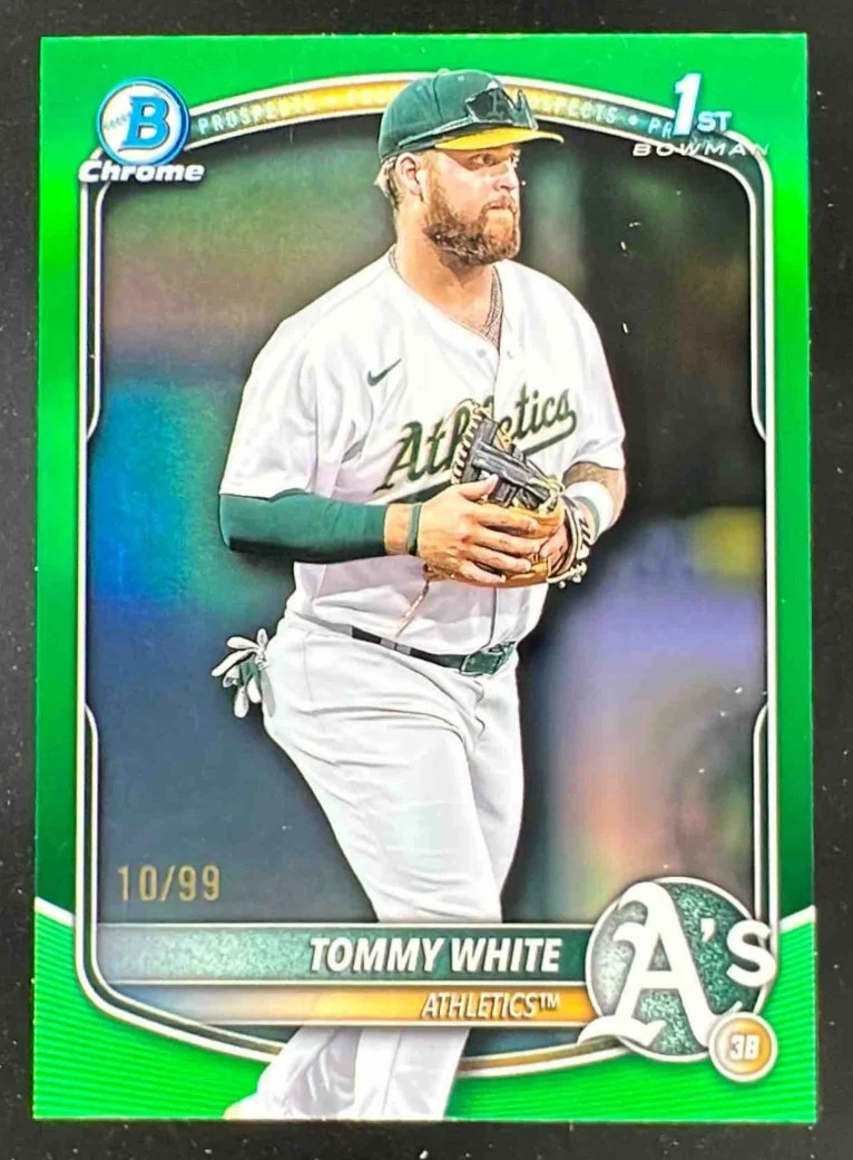 2025 Bowman Chrome Chrome Prospects Green Refractor #BCP-251 Tommy White RC /99