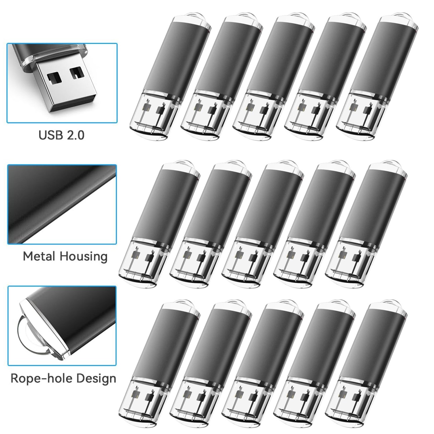 Pack de 30 memorias USB 16GB, unidades flash, almacenamiento USB 2.0, memoria tipo palito