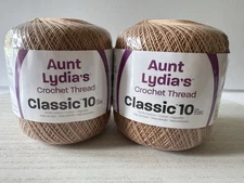 Aunt Lydia's Classic Cotton Crochet Thread Size 10~Lot Of 2~Copper Mist 154-0310