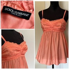 Vintage DOLCE GABBANA Cami SILK TOP Y2K Baby Doll Ruffles Adjustable Straps