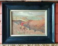 Foxhunting Art, West Country  Hunting, Cornwall Devon Original 1900 Oil On Panel