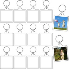 12pcs Acrylic Photo Frame Keychain Holder 2 x 3 In Picture Insert Blank Keyring