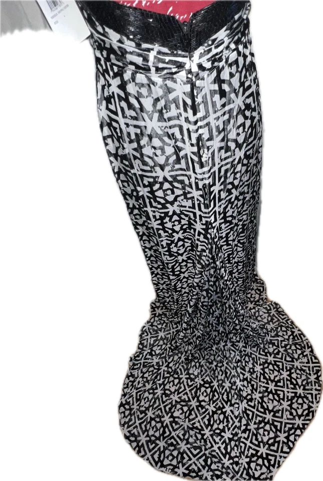 Vestido Nicole Miller Mezcla Seda 4 Art Deco Geométrico Pasarela Vestido de Noche Nuevo con Etiquetas Foto 4 de 4