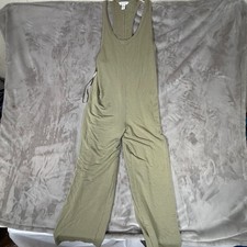 Athleta Womens Small Olive Green Racerback Knit Wide Leg Jumpsuit Loungewear