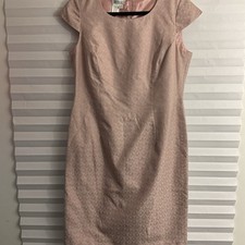 Due Per Due Silk Formal Dress Pink Textured Patterned Zipper Back Size 10