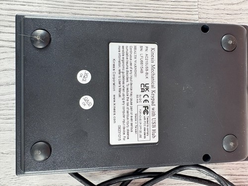 Kinesis AC210USB Low-Force Numeric USB Keypad w/Hub Black Tested - Afbeelding 2 van 3