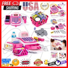 Grocery Store Pretend Play Electronic Toy Cash Register Set - STEM Cash Regis...