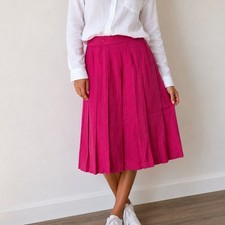 Classic Directions Vintage Hot Pink Pleated Midi Skirt Size 8 Barbiecore 90s