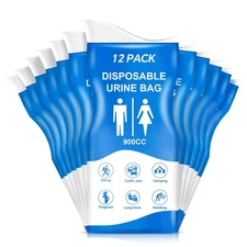 Urine Bag, 12PCS Disposable Pee Bags for Travel for Women Men, 900ML Emergenc...