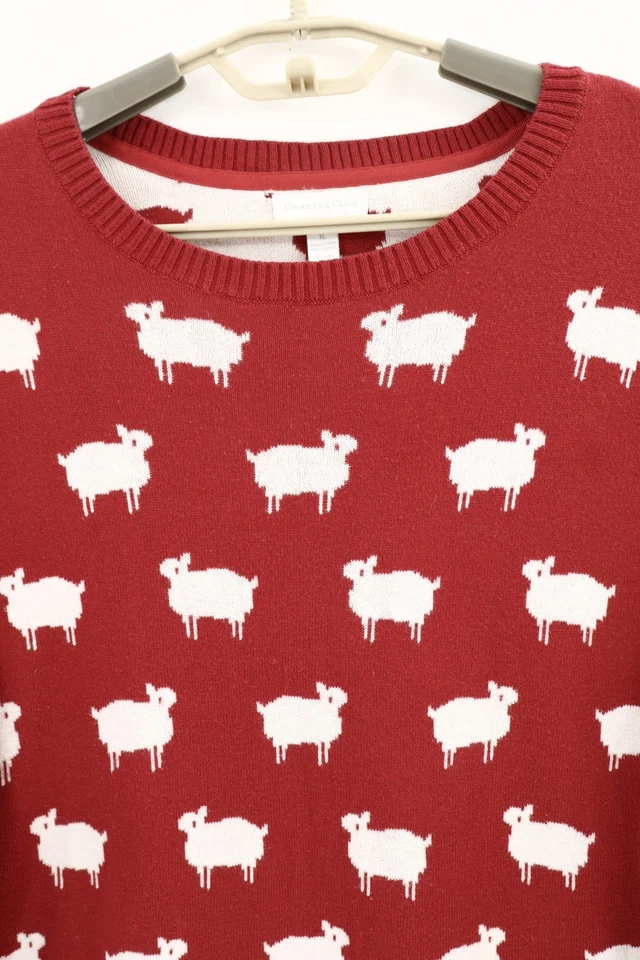 Suéter Pullover Para Mujer 60% Algodón Manga Larga Oveja Multicolor XL Charter Club Foto 4 de 4