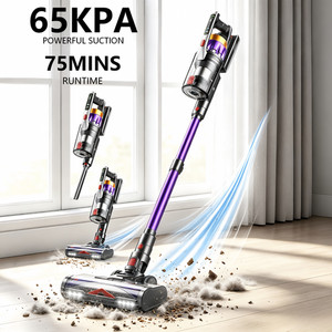 Cordless Vacuum Cleaner 65KPA 75Mins Self-Standing Stick Hardwood Carpet Floor