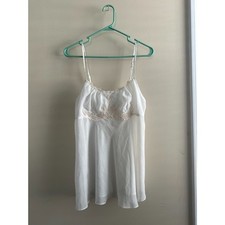 Vintage Cinema Etoile White Lace Sheer Babydoll Chemise M Y2K