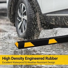 1x 72'' Parking Stopper for Garage, Heavy Duty Rubber Curb w/ Reflective Stripes