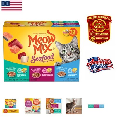 Wet Cat Food Variety - Seafood Favorites, 12 Cups of Nutrition