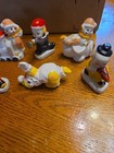 Lot Of 7 Circus Clowns Train Airplane Boat Accordian Polkadot 3" Porcelain 80s — photo 3