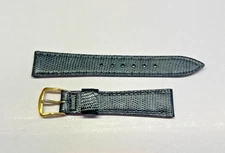 16mm Short Navy Genuine Lizard Watch Band - USA