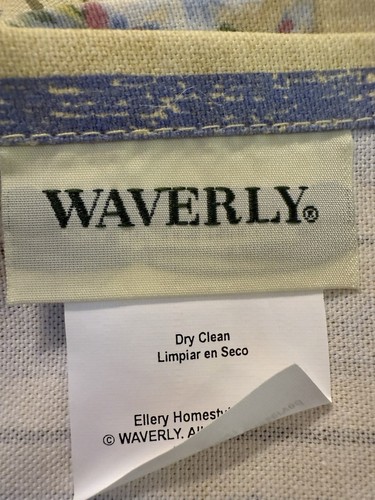 3 Waverly Valances Yellow Blue Floral Stripe Lined Scalloded 100% Cotton 77"X17" - Picture 9 of 9