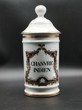 Pot À Pharmacie Chanvre Indien  Porcelaine Au Pot De Galien Limoges 