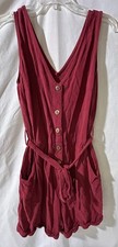 Unbranded Women's Burgundy Sleeveless Shorts Romper w/pockets Size Medium