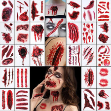 Halloween Face Tattoos, Zombie Makeup Kit Fake Scars for Halloween Costume Makeu