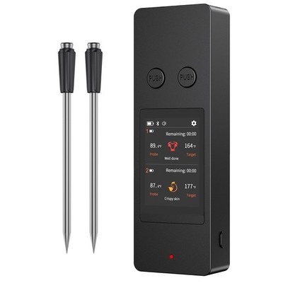 800FT Wireless Meat Thermometer Digital with 2 Upgraded Ultra-Thin Probe, Lar...
