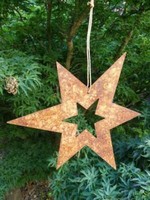 Edelrost Stern Offen Zum HäNgen, Asymmetrisch Mit Band Weihnachten Advent Rost