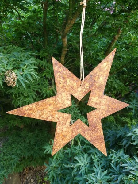 Edelrost Stern Offen Zum HäNgen, Asymmetrisch Mit Band Weihnachten Advent Rost-image
