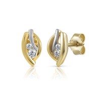 F Ohrstecker 333/- Gold Zirkonia Weiß 0,9Cm Damen Matt/Glanz Neu