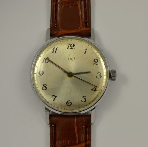 VINTAGE  LUCH SOVIET USSR MECHANICAL WRISTWATCH GOLD PLATED MECHANISM 23J - Picture 1 of 6