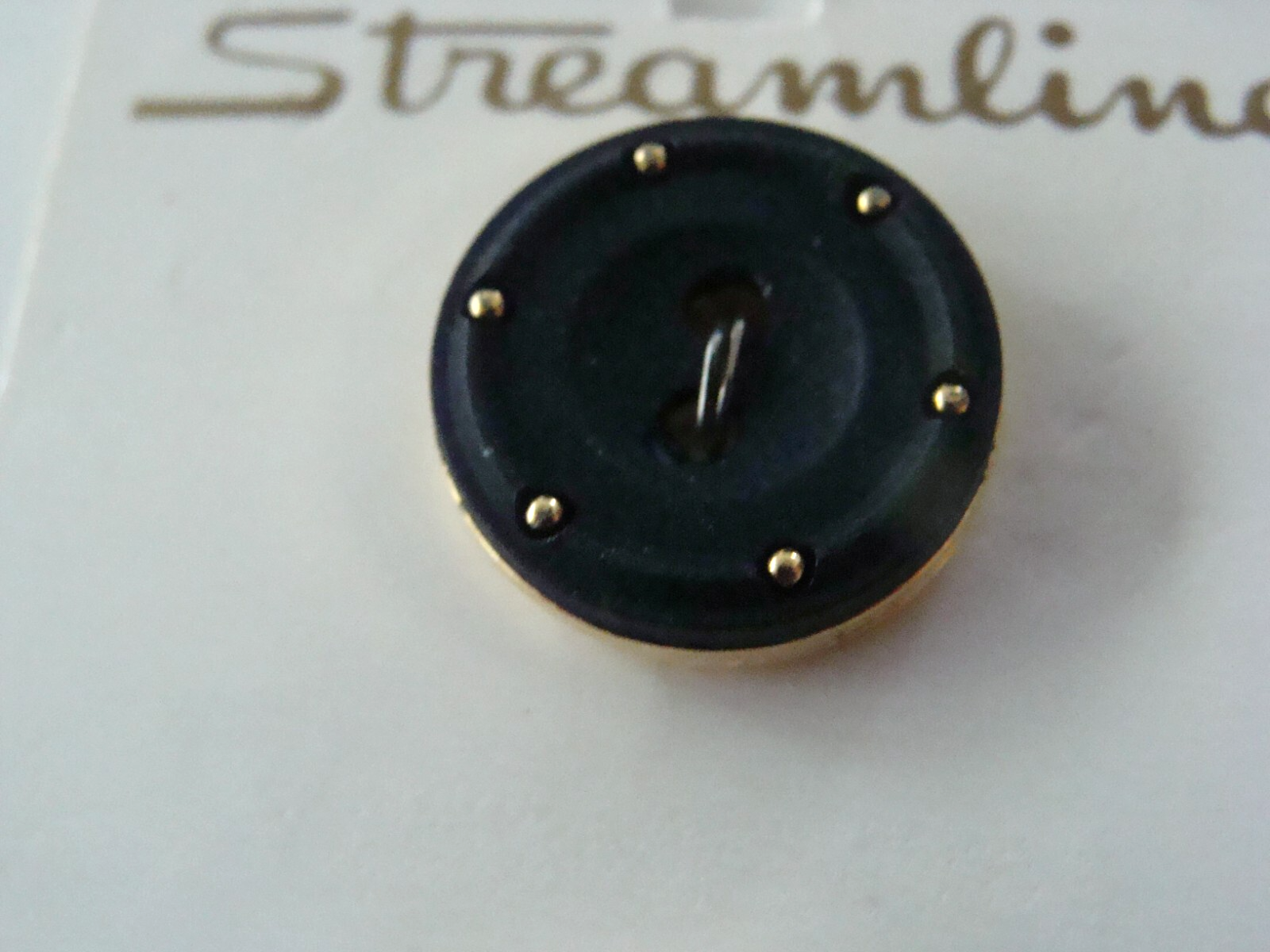 Stream Line Gold Buttons NOS VTG Blue Goldtone Accents Streamline K729 2-Hole Crest Buttons Orig ...