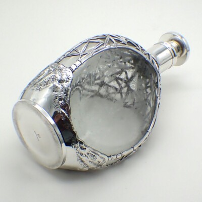 Japanese Pure Silver Overlay Glass Decanter Bamboo Design | eBay