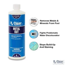 Rx Clear Swimming Pool & Spa Metal Out Stain Prevention - 1 Quart Bottle