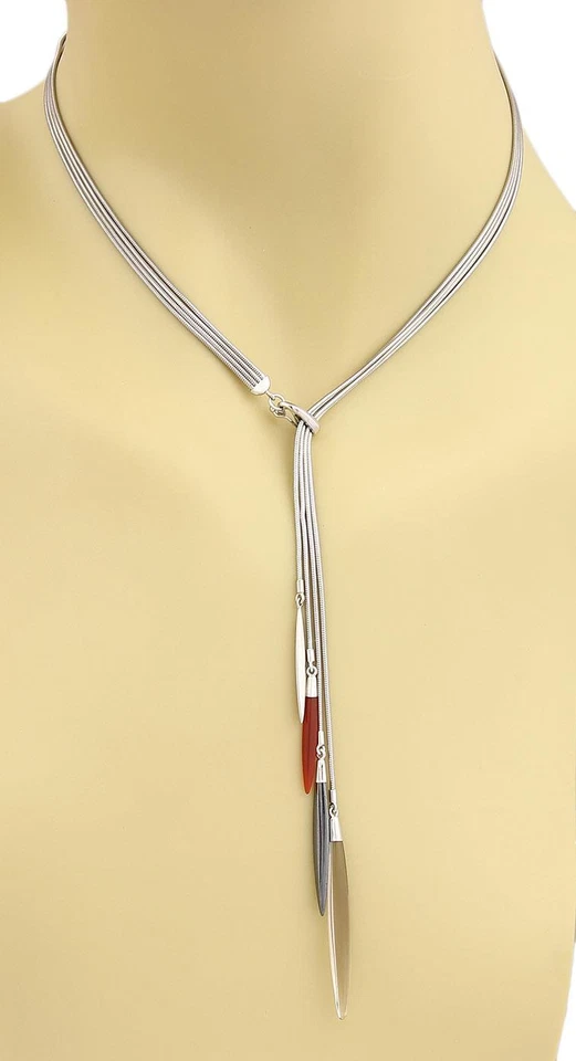 Collar Tiffany & Co. Oro 18k Blanco Multi Cadena Lanzas Cuelga Estilo Lariat Foto 2 de 4