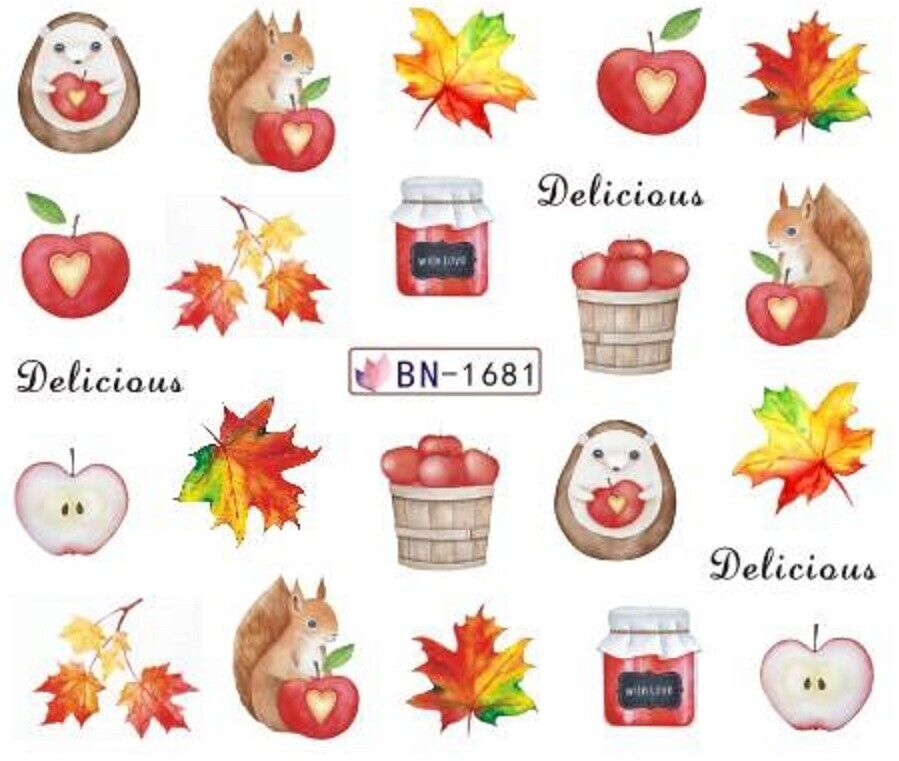 Nail Portland Mall Art Stickers Decals Transfers Fall All items free shipping Autumn Harvest Squirrels