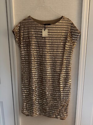 Trina Turk Gold Sequence Cocktail Dress! NWT! Cap sleeve - Large