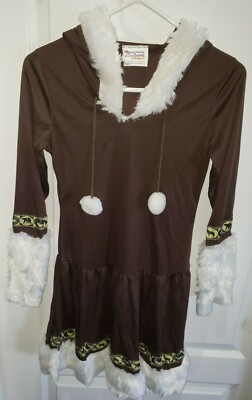 ESKIMO PRINCESS HALLOWEEN COSTUME DRESS juniors size 3/6 hood white fur ...