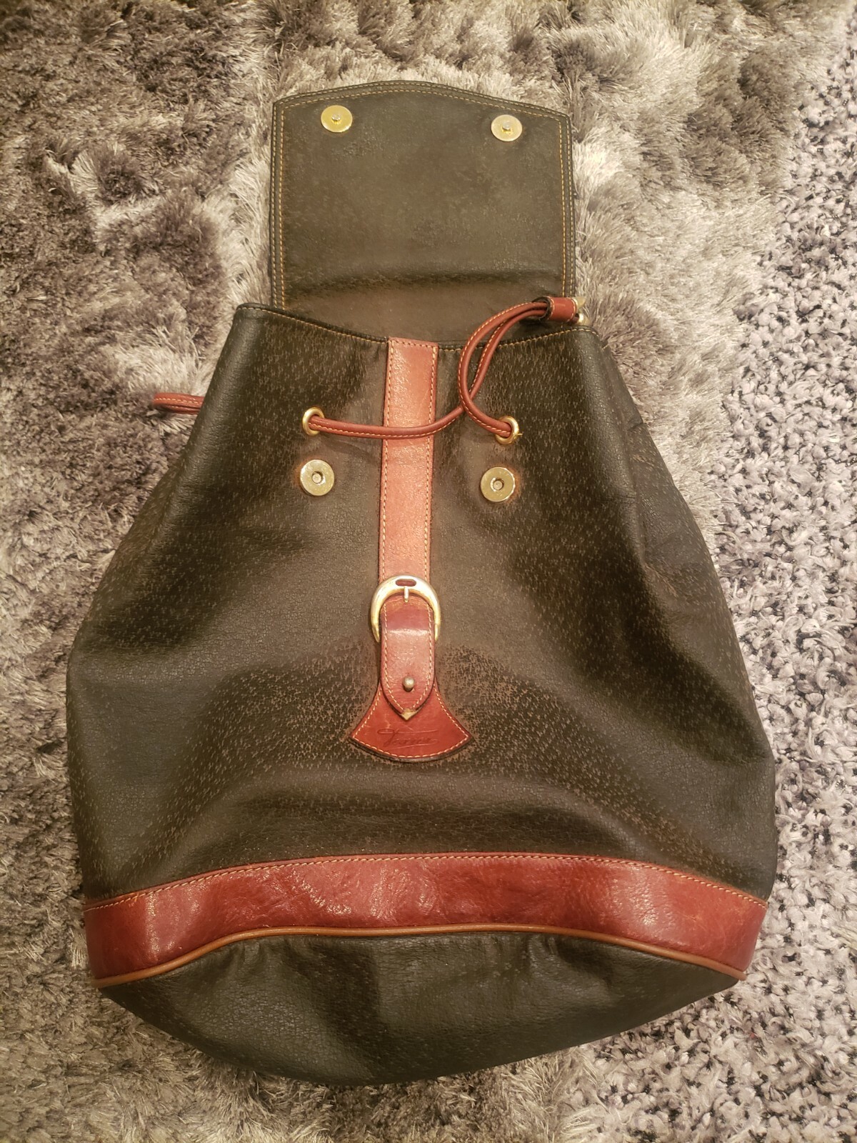 Texier Backpack Leather Brown Great Condition Vin… - image 1