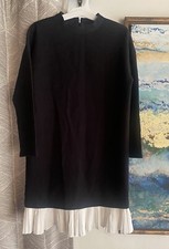 Blaque Label Womens Long Sleeve Crew Neck Shift Dress Black White Size XS