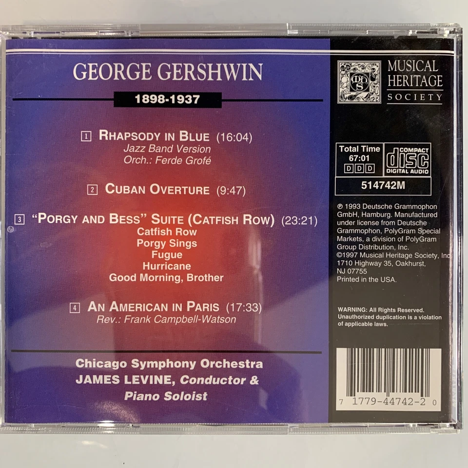 Gershwin Rhapsody in Blue James Levine CD - Image 2 of 2
