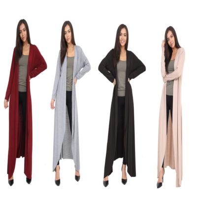 Neu Damen vorne offen Boyfriend lang Maxi fließend Cardigan Tops Langarm Mäntel