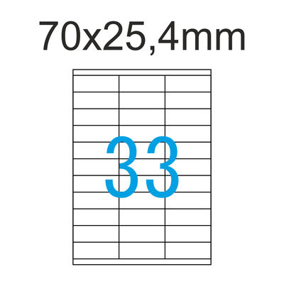 Etiketten 70x25,4 mm 825 Stück 25 Blatt A4 Aufkleber weiß 70x25 Luma LCI
